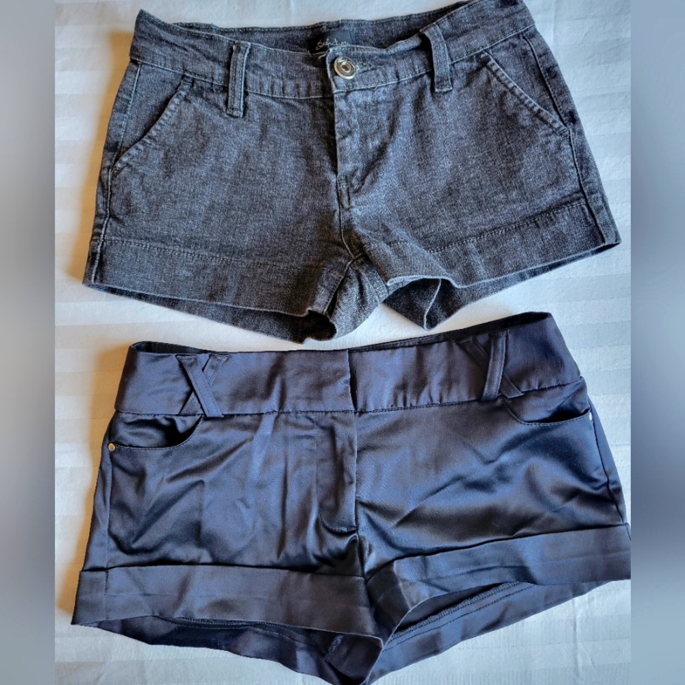 Size 1  2 Pairs Short Shorts. Silky/Stretch Denim. EUC